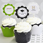 Personalized Graduation Cupcake Wrappers & Cupcake Toppers (Set of 24)