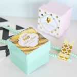 Personalized Metallic Foil Favor Baby Mini Cube Boxes (set of 12)