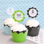 Personalized Baby Shower Cupcake Wrappers & Cupcake Toppers (Set of 24)