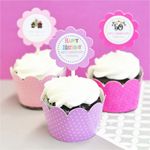 Personalized Birthday Cupcake Wrappers & Cupcake Toppers (Set of 24)