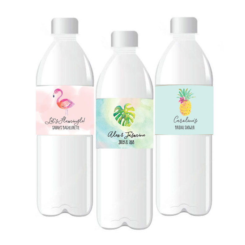 Personalized Tropical Beach Water Bottle Labels