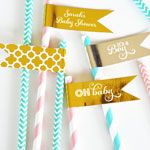 Personalized Metallic Foil Flag Labels - Baby