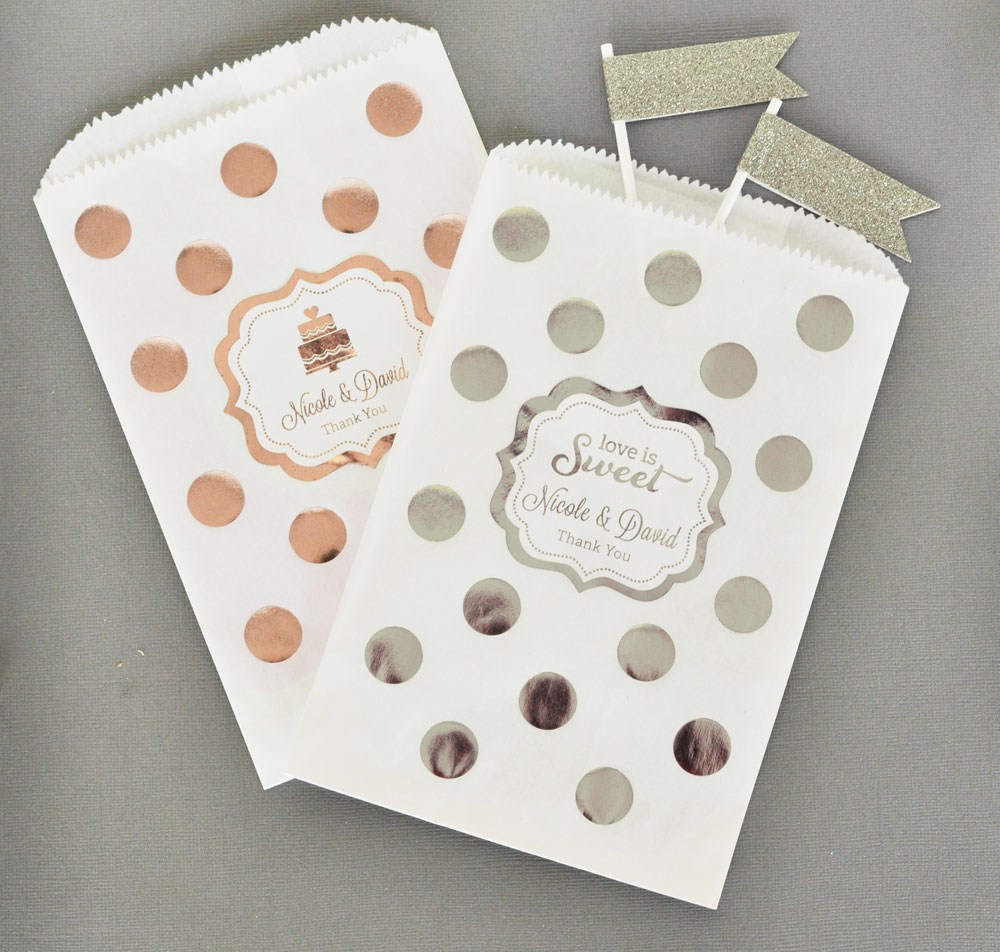 Personalized Metallic Foil Chevron & Dots Goodie Bags from HotRef