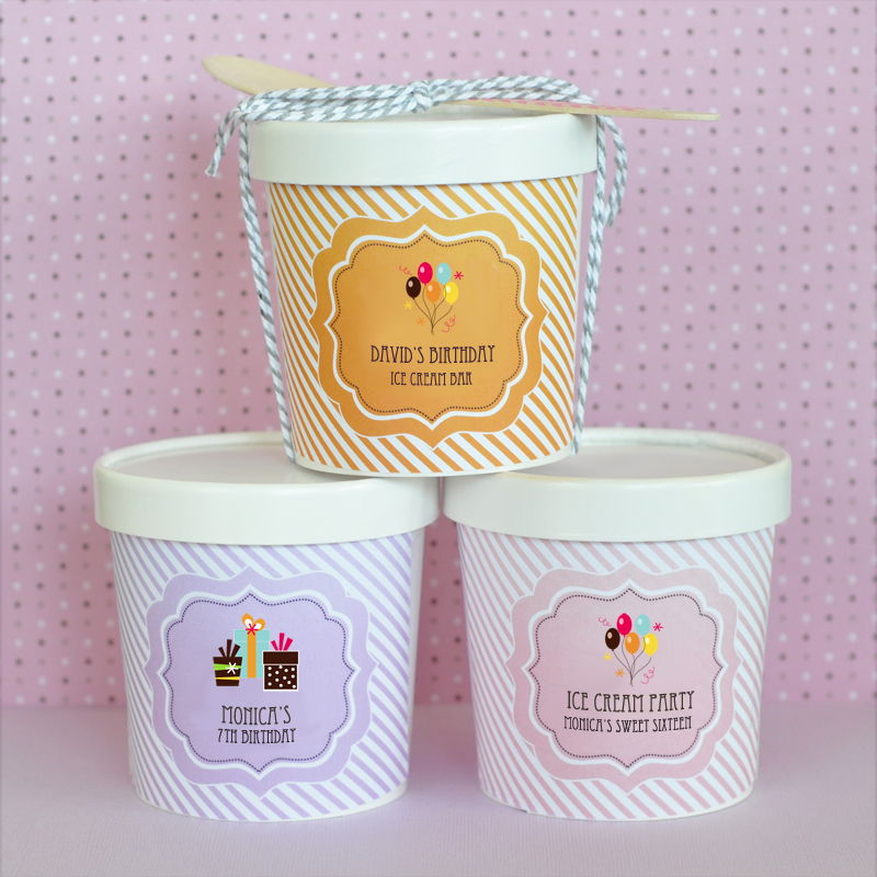 Personalized Birthday Ice Cream Pint Containers - Beaucoup Wedding Favors, Gifts, Supplies & More.