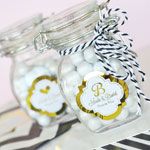 Personalized Metallic Foil Glass Jar with Swing Top Lid - Wedding SMALL