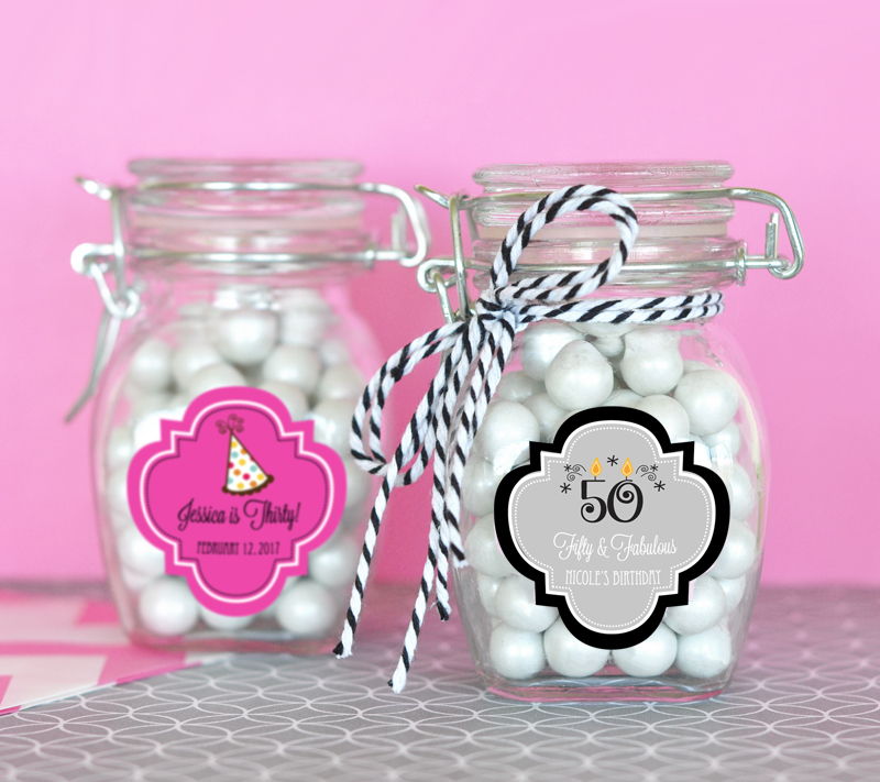Personalized Metallic Foil Glass Jar with Swing Top Lid - Baby