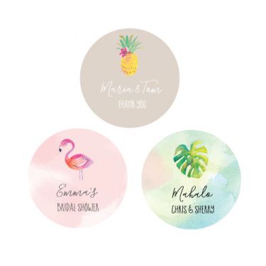 Personalized Tropical Beach Round Labels
