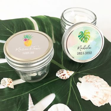 Personalized Tropical Beach Small 4oz Mason Jars