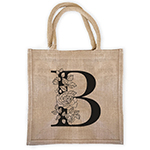 Floral Monogram Burlap Tote Bag