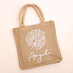 Palm Leaf Burlap Tote