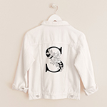 Floral Monogram White Jean Jacket