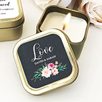 Personalized Floral Garden Gold Square Candle Tins