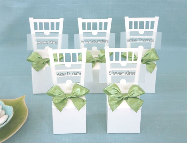 12 White Chair Wedding Place Card Holder Favor Treat Box Container