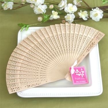 Personalized Sandalwood Wedding Fans, Custom Wooden Wedding Fans