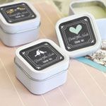 Chalkboard Wedding Personalized Square Candle Tins