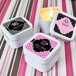 Personalized Sweet 16 or 15 Square Candle Tins
