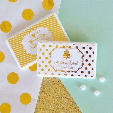 Personalized Metallic Foil Mini Mint Favors - Wedding