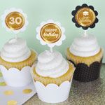 Personalized Metallic Foil Cupcake Wrappers & Cupcake Toppers (Set of 24) - Birthday