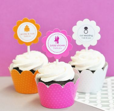 MOD Theme Silhouette Cupcake Wrappers & Cupcake Toppers (Set of 24)