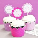 Monogram Cupcake Wrappers & Cupcake Toppers (Set of 24)