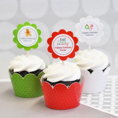 Personalized Winter Cupcake Wrappers & Cupcake Toppers (Set of 24)