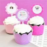 Personalized Birthday Cupcake Wrappers & Cupcake Toppers (Set of 24)