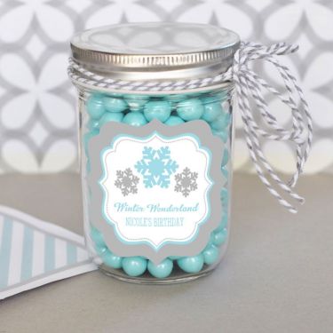 Personalized Winter Wonderland Party Mini Mason Jars