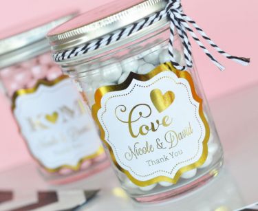 Personalized Metallic Foil Mini Mason Jars - Wedding