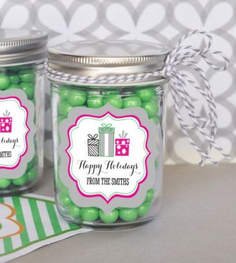 Personalized Holiday Party Mini Mason Jars