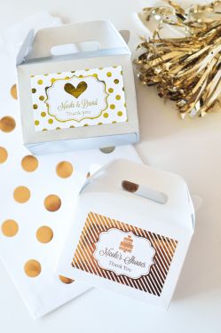 Personalized Metallic Foil Mini Gable Boxes (set of 12) - Wedding