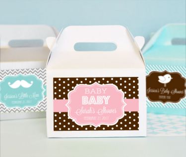 Personalized MOD Pattern Baby Mini Gable Boxes (set of 12)