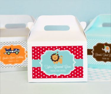 Personalized MOD Kid's Birthday Mini Gable Boxes (set of 12)