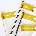 Personalized Metallic Foil Flag Labels - Wedding