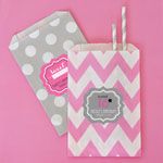 Personalized Sweet 16 or 15 Chevron & Dots Goodie Bags (set of 12)
