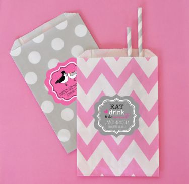 Personalized Theme Chevron & Dots Goodie Bags (set of 12)