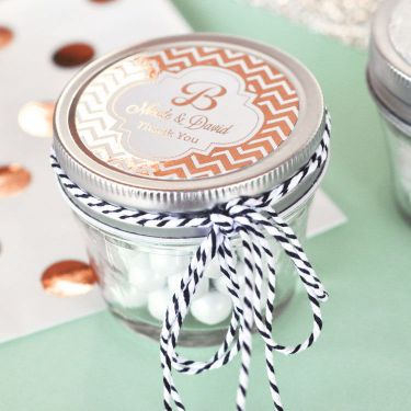 Personalized Metallic Foil Small 4 oz Mason Jars - Wedding