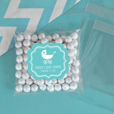 Personalized MOD Baby Shower Silhouette Clear Candy Bags (Set of 24)