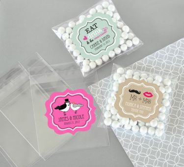 Personalized Theme Clear Candy Bags (Set of 24)