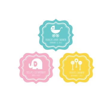 MOD Baby Shower Silhouette Frame Personalized Labels