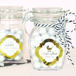 Personalized Metallic Foil Glass Jar with Swing Top Lid - Baby SMALL