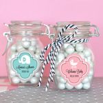 Personalized MOD Pattern Baby Shower Glass Jar with Swing Top Lid - SMALL