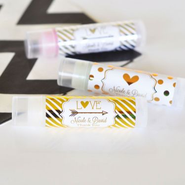 Personalized Metallic Foil Lip Balm Tubes - Wedding