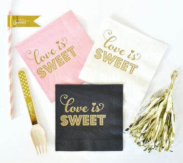 Metallic Gold LOVE IS SWEET Napkins (set of 25)