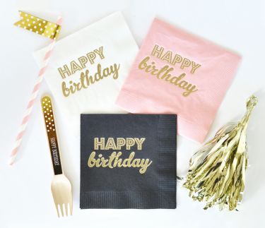 Metallic Gold BIRTHDAY Napkins (set of 25)
