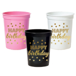 Gold HAPPY BIRTHDAY Party Cups (set of 25)