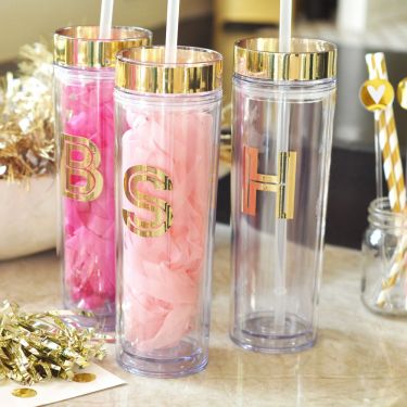 Custom personalized acrylic tumbler party favors for Bar and Bat Mitzvah