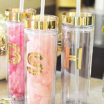 Metallic Gold Monogram Tumblers