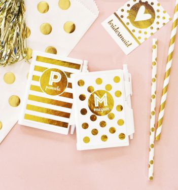 White & Gold Monogram Notebooks (set of 8)