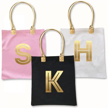 Wholesale Wedding Favors, Party Favors, by Event Blossom Gold Monogram Tote Bag