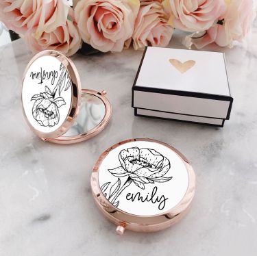 Personalized Floral Doodle Compacts